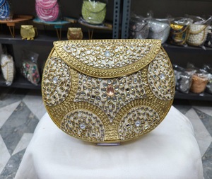 Bolso de Mano Estilo Indio con Mosaico Chapado en Oro y Pedrería Kundan, Personalizado, para Mujer, Tradicional, Hecho a Mano, para Bodas, Moda F S - Product Image 3