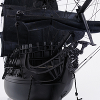 Modèle de bateau pirate en bois noir, artisanat ancien et moderne, grand, durable, gravé, lavable, personnalisé, décoration de maison pour les fêtes, entièrement fini