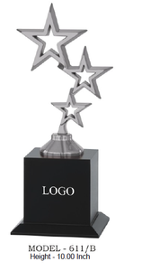 Star <b>Trophy</b> With Three Metal Stars On Black Base Model 611 B 10 Inch Height For Sports And Games Awards - Product Image 5