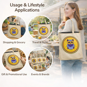 ถุงช้อปปิ้งผ้าฝ้ายพรีเมียมรักษ์โลก พิมพ์ลายศิลปะ ใช้ซ้ำได้ ย่อยสลายได้ เหมาะสำหรับพกพาในชีวิตประจำวันและใส่ของจำเป็น - Product Image 3