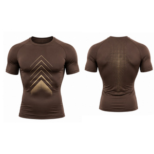 T-shirt de compression pour homme, séchage rapide, respirant, pour entraînement sportif, gym, extensible, vêtements de sport, fabrication sur mesure, vente en gros, OEM - Product Image 1