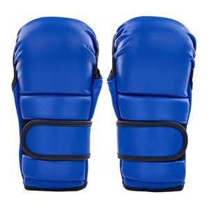 Gants de boxe MMA en cuir bleu pour adultes, avec sangle de poignet réglable, antidérapants, équipement d'arts martiaux - Product Image 5