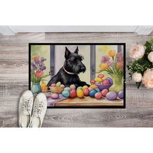 Scottish Terrier Easter Decor Paillasson Antidérapant Intérieur Extérieur Lavable Low Pile Tapis 18H X 27W Tapis de porte d'entrée - Product Image 2