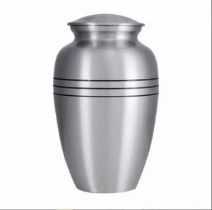 Urna Funeraria de Aluminio Plateado para Cenizas Humanas, Urna Conmemorativa de Sobremesa con Tapa, Florero Decorativo Moderno Redondo - Artesanía India para el Hogar - Product Image 4