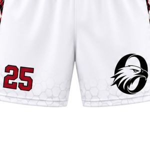 Shorts de lacrosse unisexe blanc et rouge en polyester, coupe athlétique, uniforme sportif léger, tenue d'entraînement pour équipe, vêtements de match - Product Image 4