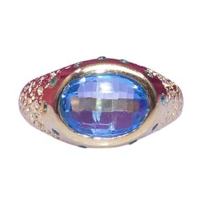 แหวนทองคำชุบ Gemvanity SR1484 ประดับมรกตทรงเหลี่ยมแบบคลาสสิกสไตล์ทิเบต เหมาะสำหรับงานหมั้น งานแต่งงาน งานเลี้ยงฉลองครบรอบ - Product Image 1