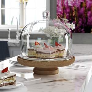 Soporte para pasteles de madera artesanal con tapa de cristal para una presentación de panadería de primera calidad y una elegante decoración para el hogar y la cocina. - Product Image 4