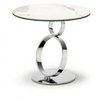 Table d'appoint moderne élégante et durable avec plateau en marbre et base en acier inoxydable chromé pour salon, extérieur, salle à manger, meubles de maison