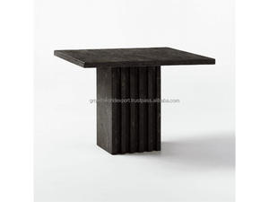 Premium Round <b>Dining</b> <b>Table</b> with Ribbed Pedestal Base Solid Wood Core & Oak Veneer Top Mid-Century Modern <b>Dining</b> Furniture OEM - Product Image 2