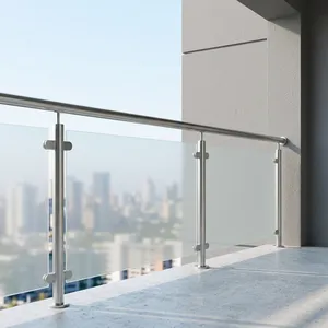 Rampe de balcon moderne en verre dépoli avec main courante en acier inoxydable pour des designs intérieurs contemporains élégants et sécuritaires - Product Image 2