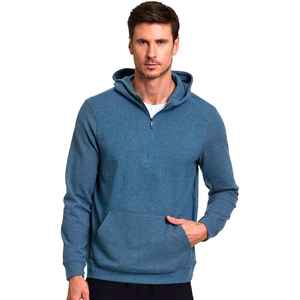 Sweat-shirt décontracté en coton tricoté bleu pour homme, coupe classique, avec fermeture éclair quart de tour et poche avant, idéal pour l'automne - Product Image 1