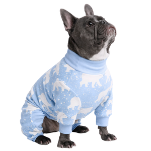 Pijama para perros con estampado de oso polar nevado, ropa de dormir suave y elástica para mascotas, ropa de dormir cómoda y transpirable para todas las estaciones, para uso en interiores - Product Image 1