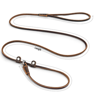 Wholesale Custom Color Leather Dog Leash Solid Pattern Walking <b>Training</b> Lowest Price Leather Dog Leash - Product Image 4
