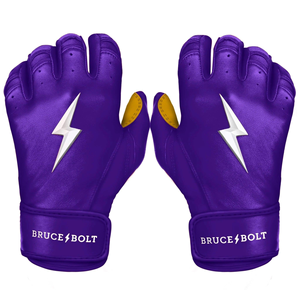 Guantes de bateo de cuero personalizados para adultos, color morado, transpirables, con puño corto y gancho derecho. - Product Image 4