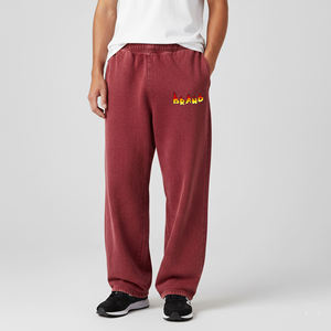 Nouvel article : Pantalon de survêtement bordeaux pour homme, taille élastique, décontracté, respirant, en maille, pour l'automne, avec imprimé lettres sur la jambe droite - Product Image 1