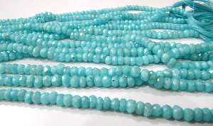 Collier de perles d'opale bleue naturelle facettées, forme ronde, 4-5 mm, 13 pouces de long - Product Image 2