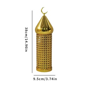 Linterna de Ramadán de Metal Dorado de Alta Calidad con Forma de Luna, Decoración para Exteriores con Funcionamiento a Batería, Tamaño Pequeño - Product Image 5