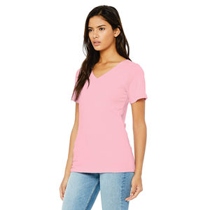 Camiseta de Punto Lisa Teñida, Corte Ajustado, Cuello en V para Mujer, para Uso Casual, Cómoda y Elegante, Diseño Personalizado de Alta Calidad - Product Image 2