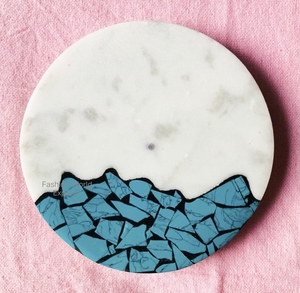 Exquisito posavasos con incrustaciones de mármol y resina, Decoración de mesa de lujo y accesorios para regalar Material de piedra - Product Image 1