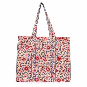 Grand sac fourre-tout matelassé en coton bleu et blanc à motifs imprimés, sac de plage, sac de voyage, sac à bandoulière pour femme - Product Image 3