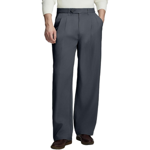 Pantalon de Costume Plissé Large en Polyester Taille Moyenne pour Homme, Style Old Money, Infroissable et Respirant, Idéal pour le Travail et le Bureau - Product Image 4