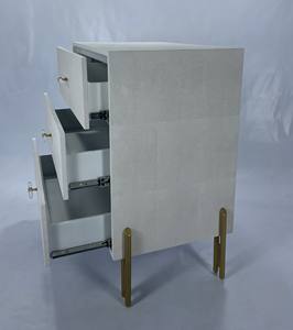 Faux Shagreen Modern Foldable <b>Extendable</b> Convertible Nightstands Cabinet Storage 3 Drawers Bedroom Furniture Living Room <b>Dining</b> - Product Image 2