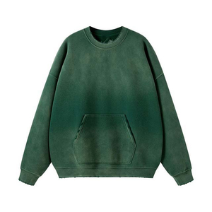 Sudadera Oversize de Cuello Redondo con Forro Polar y Manga Raglán, Teñido Degradado, con Bolsillo, Unisex, Ajuste Regular, Otoño - Product Image 5