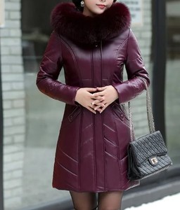Manteau long en cuir de vachette véritable de qualité supérieure, chaud et tendance pour l'hiver, vestes en cuir véritable pour femmes, manteaux longs élégants en peau de mouton OEM - Product Image 3