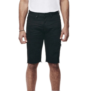 High Street Fashion Elastic Waist <b>Men</b> Denim Shorts Top Quality Custom Sublimated Printing <b>Men</b> Denim Shorts Fitness Shorts - Product Image 1