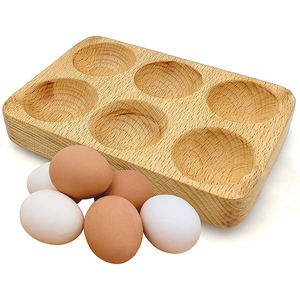 Wooden <b>Egg</b> Holder Rack with 6 Cups <b>Eco</b>-Friendly Kitchen Storage Dishwasher & Freezer Safe - Product Image 6