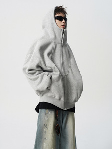 เสื้อฮู้ดลายแมงมุมของผู้ชายเสื้อสเวตเตอร์ผ้าฝ้ายแบบสตรีทแวร์พิมพ์ลายนูนชุดวอร์มขนแกะยาว - Product Image 4