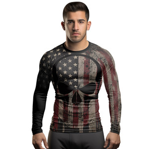 <b>Printed</b> Long Sleeve MMA Rash Guard Quick Dry UV Protection Compression Shirt <b>Surf</b> Swim Gym Fitted Wear Grappling Rash Guard - Product Image 6