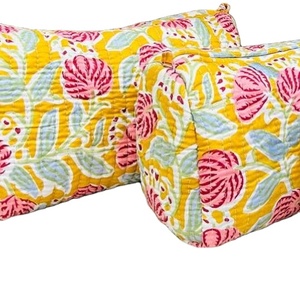 Neceser acolchado con estampado de algodón Floral indio, neceser acolchado, neceser de afeitar, estuche de tocador, bolsas de maquillaje de viaje, cremalleras impermeables, 3 PEC - Product Image 5