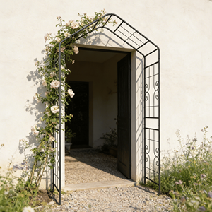 Arco da Giardino in Metallo Nero con Supporto per Piante Rampicanti L56.3 X L16.93 X H94.5, Traliccio e Cancello per Rose da Esterno - Product Image 4