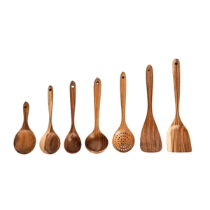 Cucharas de Cocina de Madera Personalizadas al por Mayor de Fábrica, Cucharas de Sopa y Postre de Madera de Haya Natural con Mango Largo - Product Image 4