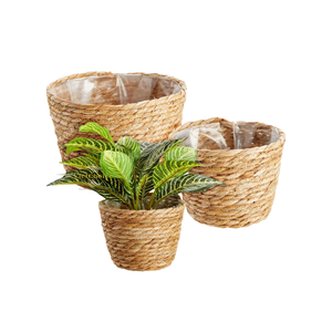 Traditional Handmade Water Hyacinth Plant <b>Pot</b> Natural Woven Basket <b>Planter</b> For Plants - Product Image 1