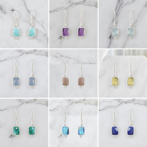 Boucles d'oreilles pendantes rectangulaires en argent sterling 925 avec amazonite naturelle |   Bijoux en pierres précieuses faits à la main - Product Image 2