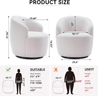 Moderner Akzent Sessel 360 ° Drehfass Einzels ofa Boucle Gepolsterter Sessel Bequem für Wohnzimmer Schlafzimmer