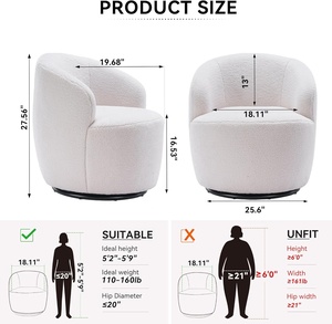 Modern Accent Arm Chair 360&deg; Swivel Barrel Single Sofa Boucle Padded <strong>Armchair</strong> <strong>Comfortable</strong> for Living Room Bedroom - Product Image 2