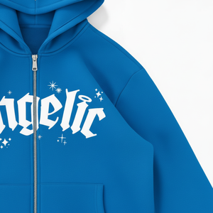 Sweat-shirt à capuche zippé en coton pour homme, logo personnalisé imprimé sur le devant, coupe ample décontractée, streetwear hiver, 2 pièces - Product Image 3