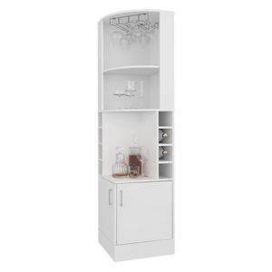 Mobile Bar Angolare Bianco con Portabottiglie e Portabicchieri per Uso Domestico o Commerciale - Product Image 5