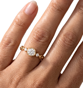 DEF Color VS VVS Clarity 14K 18K Solid <b>Gold</b> Round Lab Grown Diamond Chain Link <b>Ring</b> Bezel <b>Set</b> Minimalist Stackable Dainty <b>Ring</b> - Product Image 6