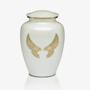 decorative Angel Wings Pearl White Cremation Urn antique brass urn garden cremation urns human body ashes cremation