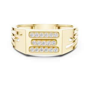 Yellow Gold Eternity Band <b>Ring</b> Triple Row Diamond <b>Ring</b> <b>Resizable</b> Classic Women Jewelry - Product Image 2