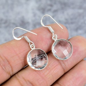 Boucles d'oreilles en argent sterling 925 pour femmes, avec cristaux et pierres précieuses, crochet en argent, tendance, cadeau de fiançailles, à porter tous les jours - Product Image 3
