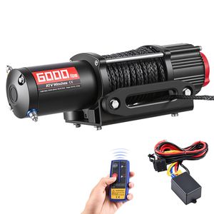Verricello Elettrico 12V DC con Cavo Sintetico da 0,24 x 49,2 ft, Capacità di Carico 6000 Lbs, per ATV/UTV, Controllo Remoto Wireless e Cablato, Impermeabile IP55 - Product Image 1
