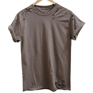 T-shirts Homme Distressed de Haute Qualité 100% Coton Col Rond Manches Courtes Couleurs Unies Personnalisables Respirants Toile Écologique - Product Image 4