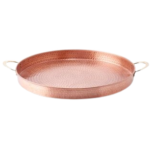 Plateau de service ovale en cuivre gaufré vintage - Plateau décoratif en métal pour coiffeuse et table basse pour la décoration intérieure (vente en gros) - Product Image 2