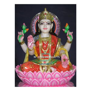 Statue de Laxmi Mata en marbre blanc de qualité supérieure, finement polie et brillante, pour la décoration de la maison et des temples. - Product Image 2