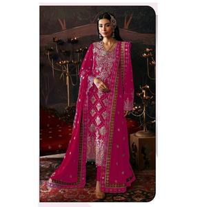 Traje pakistaní Chinnon con bordados elaborados y trabajo artesanal, Salwar Kameez pakistaní de diseñador con Dupatta - Product Image 1